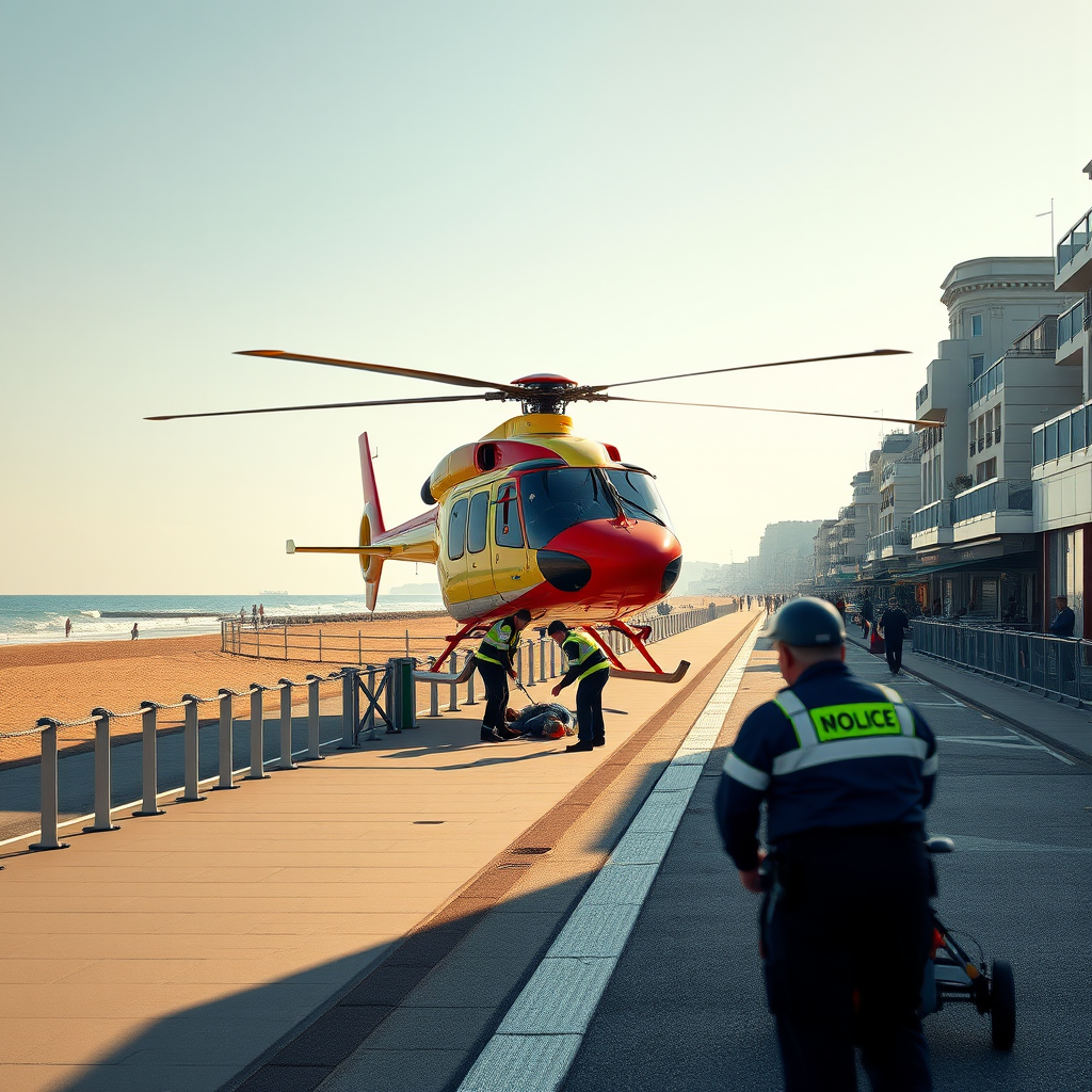 Air ambulance attends emergency incident on seafront